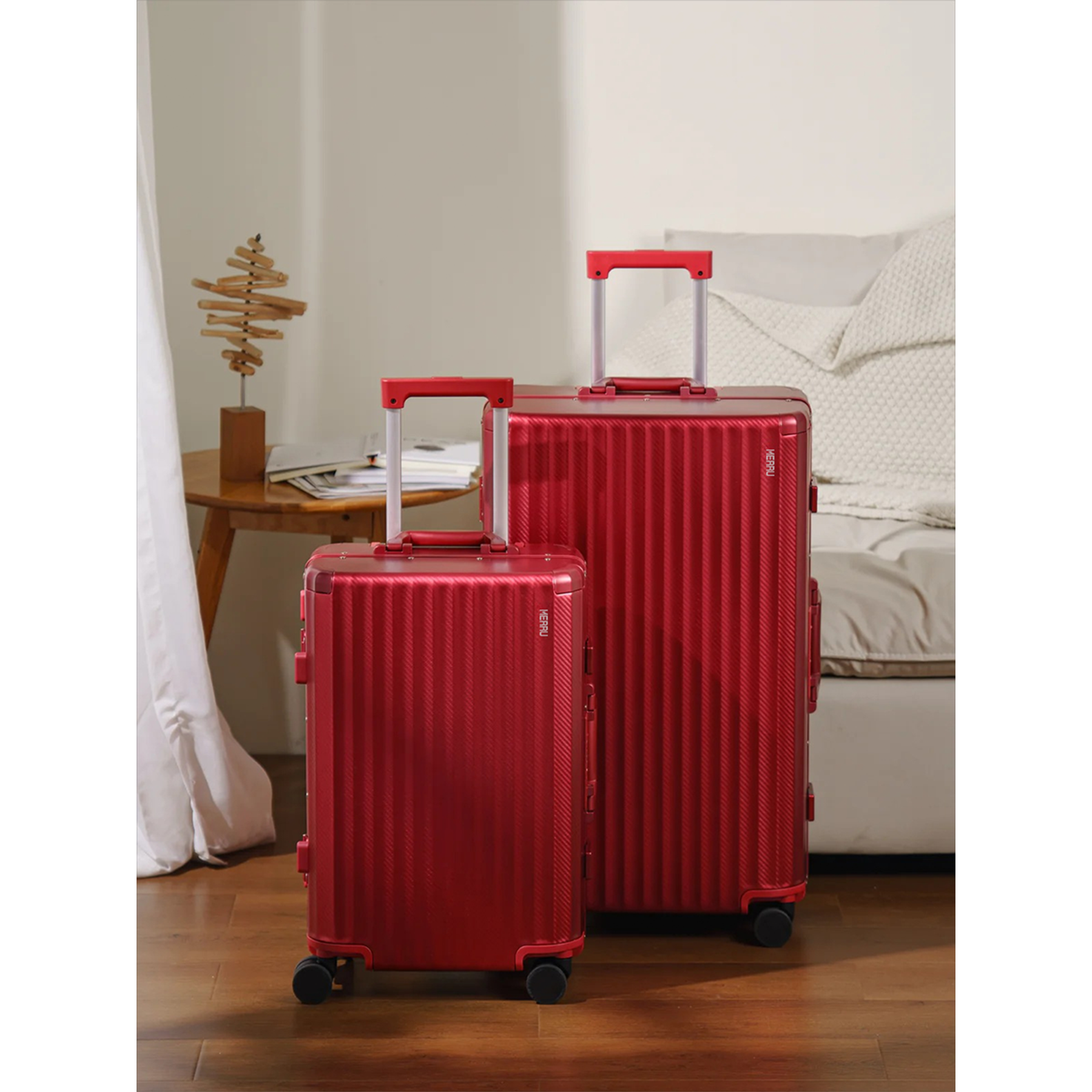 Frame Aluminum Suitcase Red MERRU
